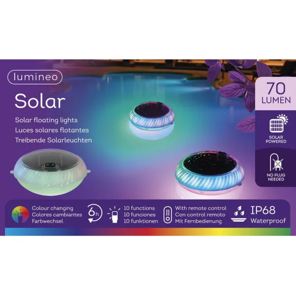 Lumineo Solar Schwimmleuchte L: 19,4 cm W: 17,8 cm H: 10 cm warmweiß/bunt
