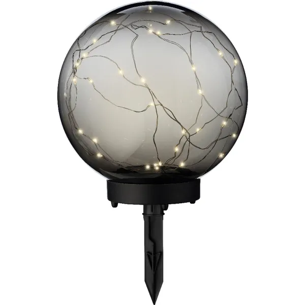 Lumineo Solar LED Stab- & Tischbeleuchtung Acryl Rauchgrau Ø 20 cm 20 Lichter - warmweiß