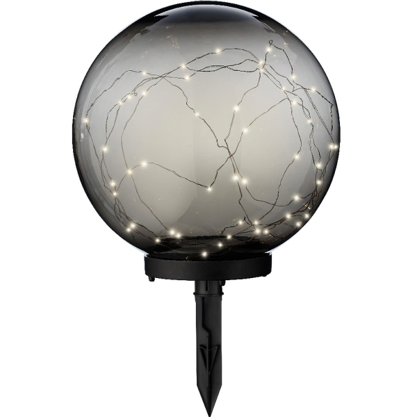 Lumineo Solar Stab- & Tischbeleuchtung Acryl Rauchgrau Ø 30  x 38 cm mit 30 Micro-LEDs