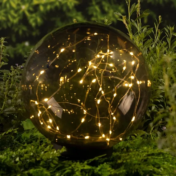Lumineo Solar Stab- & Tischbeleuchtung Acryl Rauchgrau Ø 30 x 38 cm mit 30 Micro-LEDs