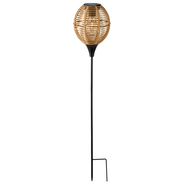 Lumineo Solar LED Stabbeleuchtung Natur & Schwarz Ballonform Ø 15,6 cm Gesamthöhe 78 cm warmweiß