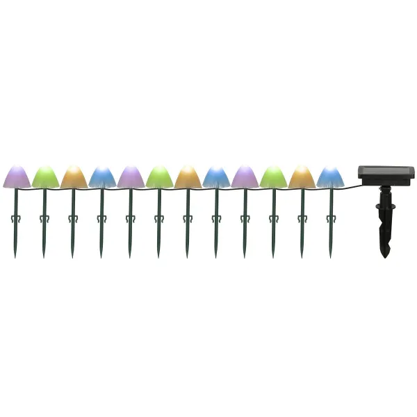 Lumineo Solar Stabbeleuchtung Pilze bunt Ø 4,5 cm L: 275 cm H: 20 cm kaltweiß