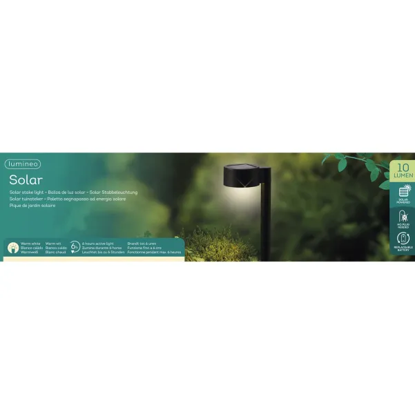 Lumineo Solar Wegbeleuchtung schwarz L: 11.8 cm W: 8,3 cm H: 20,5 cm warmweiß