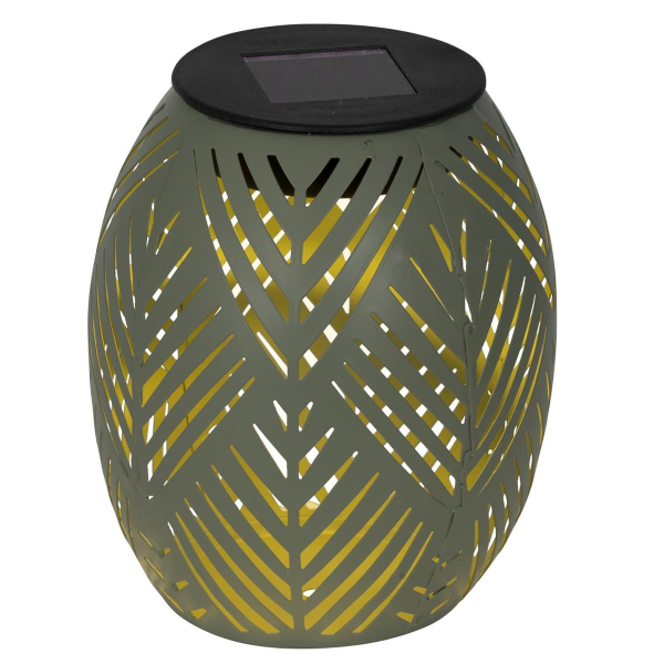 Lumineo Solar LED Windlicht Grün Ø 12 cm Höhe 15 cm warmweiß - Metall & Kunststoff