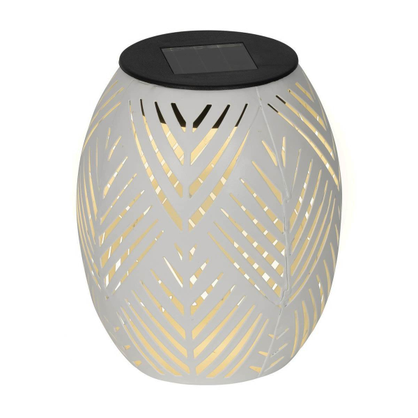 Lumineo Solar LED Windlicht Weiß Ø 12 cm Höhe 15 cm warmweiß - Metall & Kunststoff