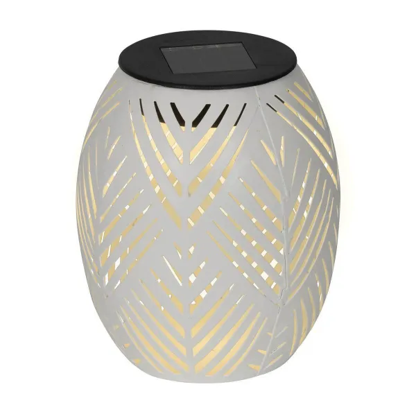 Lumineo Solar LED Windlicht Weiß Ø 12 cm Höhe 15 cm warmweiß - Metall & Kunststoff