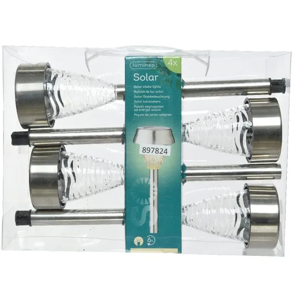 Lumineo Stabbeleuchtung Solar Edelstahl Ø 7,5 cm x 27,5 cm