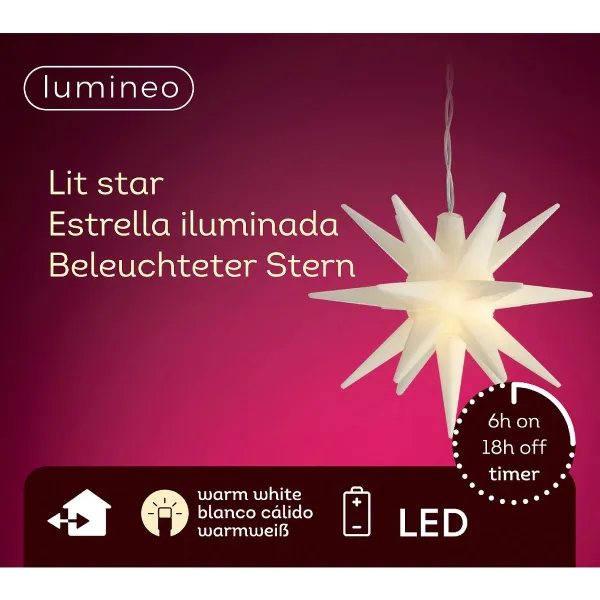Lumineo Weihnachtsstern Weiß Ø 12 cm 1 LED aus PVC - warmweiß