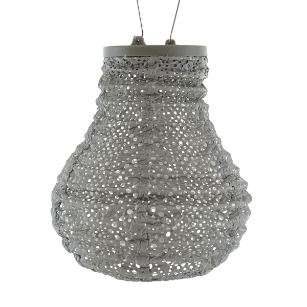 LUMIZ Lampion Solarlampe Bulb 16 Lace Taupe hellgrau Ø 16 cm - Tyvek®