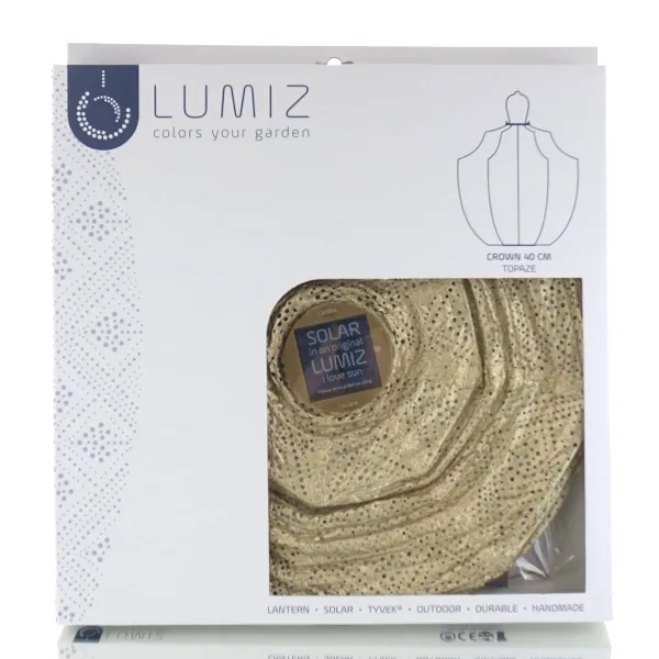 LUMIZ Lampion Solarlampe Crown 40 Topaze Gold goldfarben Ø 40 cm - Tyvek®