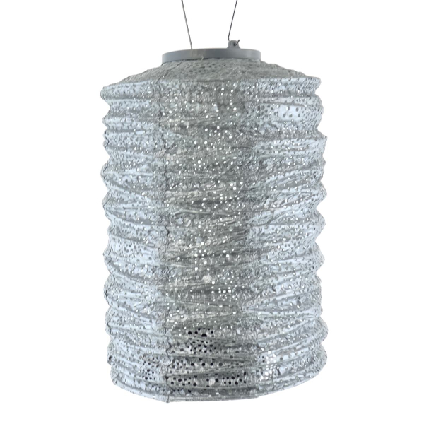 LUMIZ Lampion Solarlampe Cylinder 18 Occult Silver silberfarben Ø 18 cm - Tyvek®
