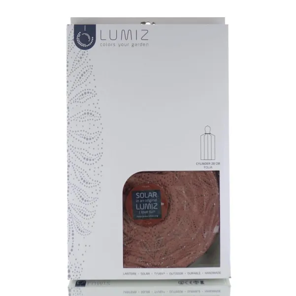 LUMIZ Lampion Solarlampe Cylinder 28 Folia Copper kupferfarben Ø 28 cm - Tyvek®