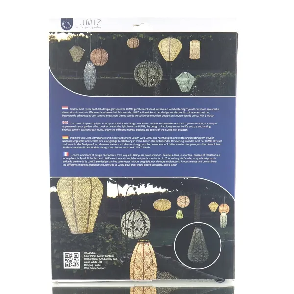 LUMIZ Lampion Solarlampe Drop 28 Topaze Dark Grey dunkelgrau Ø 28 cm - Tyvek®