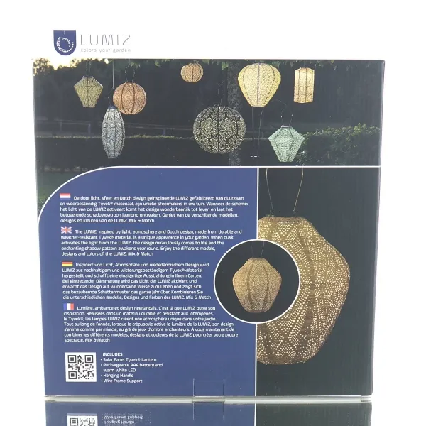 LUMIZ Lampion Solarlampe Jar 30 Ikat Pink lachsfarben Ø 30 cm - Tyvek®