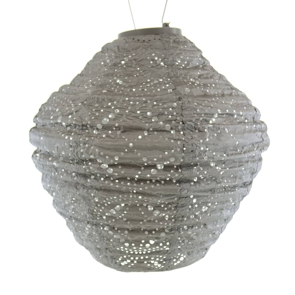 LUMIZ Lampion Solarlampe Jar 30 Mandela Taupe hellgrau Ø 30 cm - Tyvek®