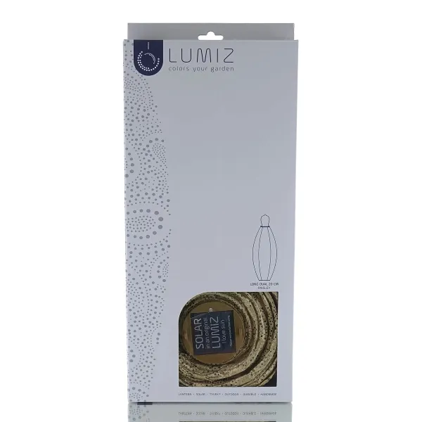 LUMIZ Lampion Solarlampe Long Oval 20 Paisley Gold goldfarben Ø 20 cm - Tyvek®