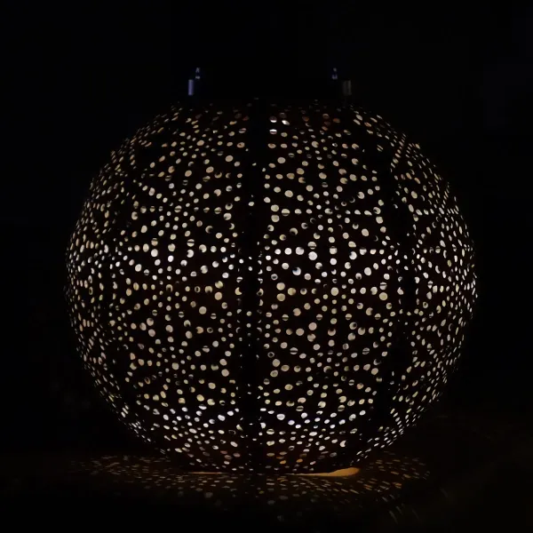 LUMIZ Lampion Solarlampe Round 20 Sashiko Copper kupferfarben Ø 20 cm - Tyvek®