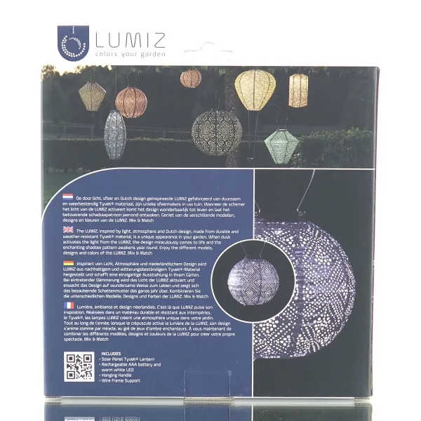 LUMIZ Lampion Solarlampe Round 20 Topaze Future Dusk blau-violett Ø 20 cm - Tyvek®