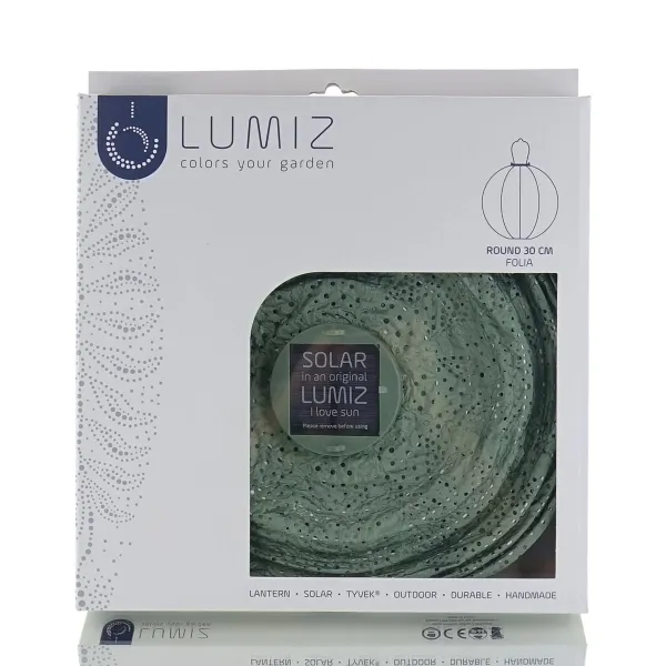 LUMIZ Lampion Solarlampe Round 30 Folia Sage Green salbeigrün Ø 30 cm - Tyvek®