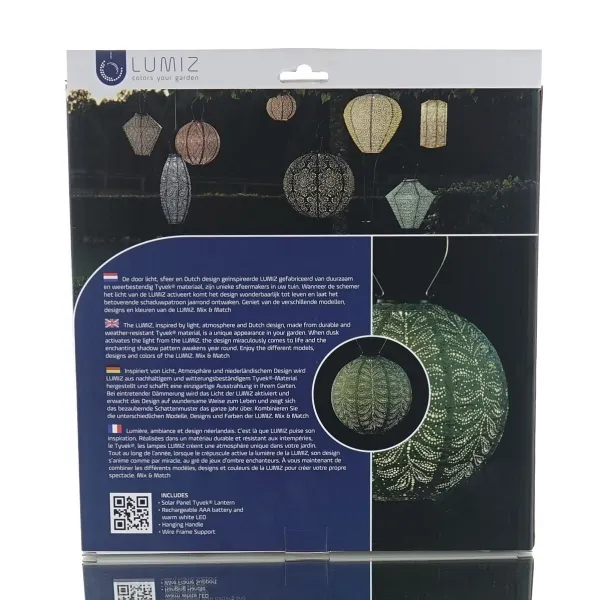 LUMIZ Lampion Solarlampe Round 30 Folia Sage Green salbeigrün Ø 30 cm - Tyvek®