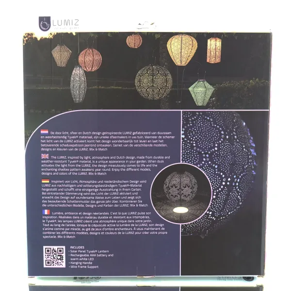 LUMIZ Lampion Solarlampe Round 40 Tigres Silver silberfarben Ø 40 cm - Tyvek®