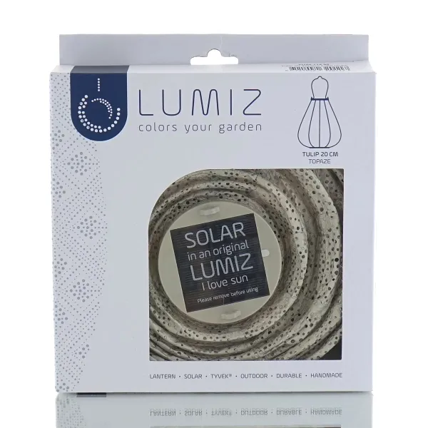 LUMIZ Lampion Solarlampe Tulip 20 Topaze Light Taupe Helltaupe Ø 20 cm - Tyvek®