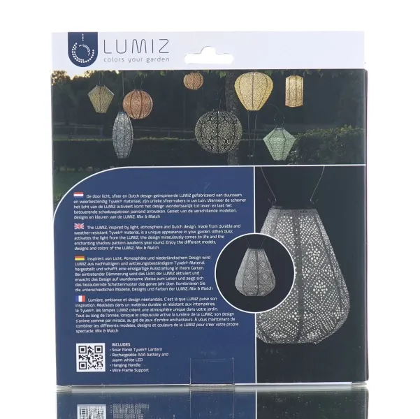 LUMIZ Lampion Solarlampe Tulip 20 Topaze Light Taupe Helltaupe Ø 20 cm - Tyvek®