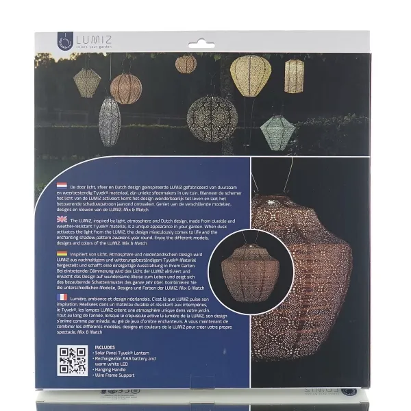 LUMIZ Lampion Solarlampe Crown 40 Bazaar Copper kupferfarben Ø 40 cm - Tyvek®