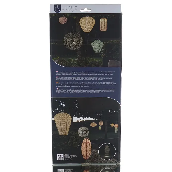 LUMIZ Lampion Solarlampe Long Oval 20 Bazaar Pink lachsrosa Ø 20 cm - Tyvek®