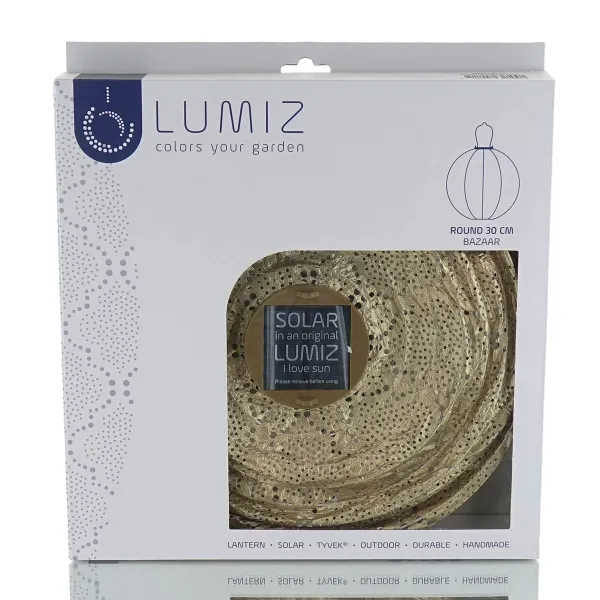 LUMIZ Lampion Solarlampe Round 30 Bazaar Gold goldfarben Ø 30 cm - Tyvek®