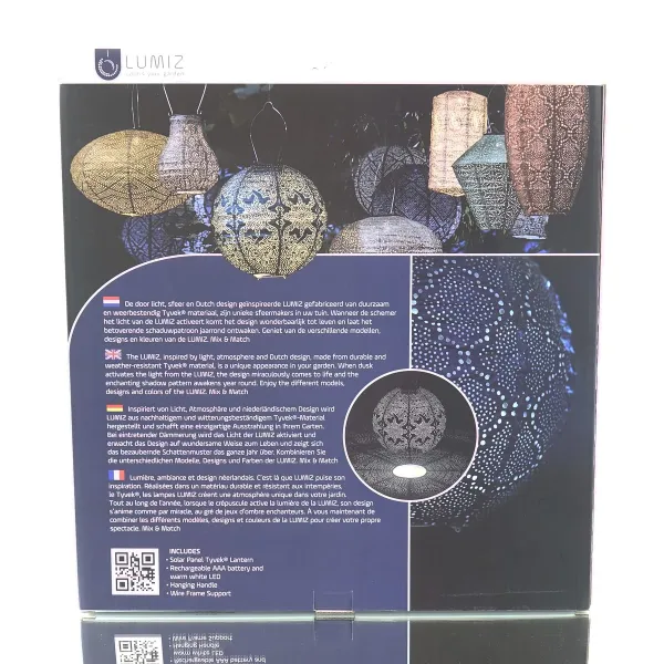 LUMIZ Lampion Solarlampe Round 40 Fiore Green dunkelgrün Ø 40 cm - Tyvek®