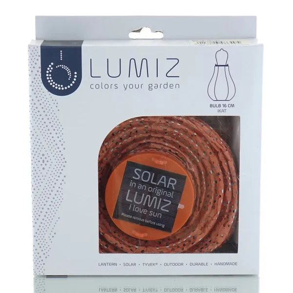 LUMIZ Lampion Solarlampe Bulb 16 Ikat Orange Ø 16 cm - Tyvek®
