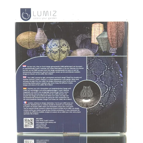 LUMIZ Lampion Solarlampe Bulb 16 Ikat Orange Ø 16 cm - Tyvek®