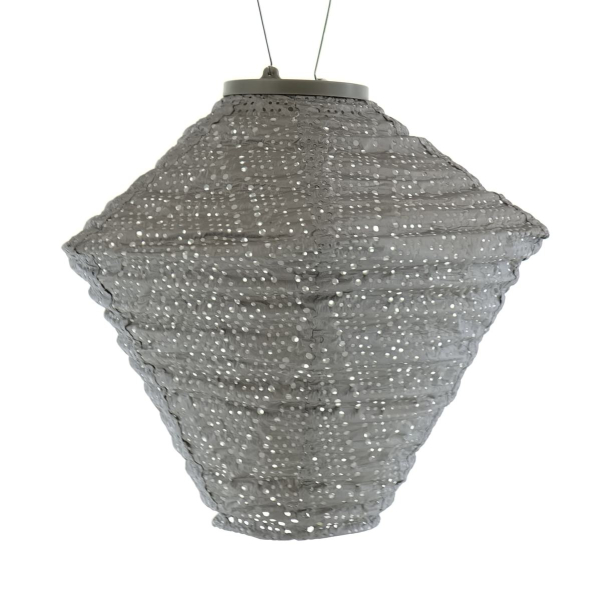 LUMIZ Lampion Solarlampe Diamant 28 Ikat Taupe hellgrau Ø 28 cm - Tyvek®