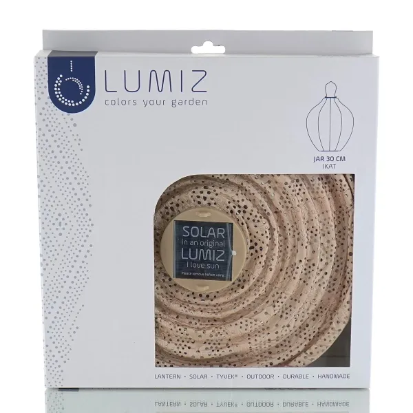 LUMIZ Lampion Solarlampe Jar 30 Ikat Pink lachsfarben Ø 30 cm - Tyvek®