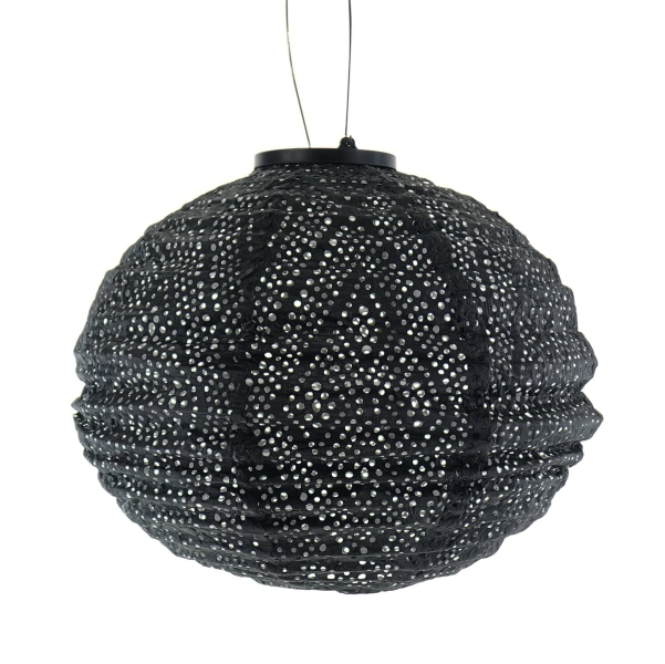 LUMIZ Lampion Solarlampe Round 30 Ikat Black schwarz Ø 30 cm - Tyvek®