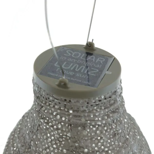 LUMIZ Lampion Solarlampe Bulb 16 Lace Taupe hellgrau Ø 16 cm - Tyvek®