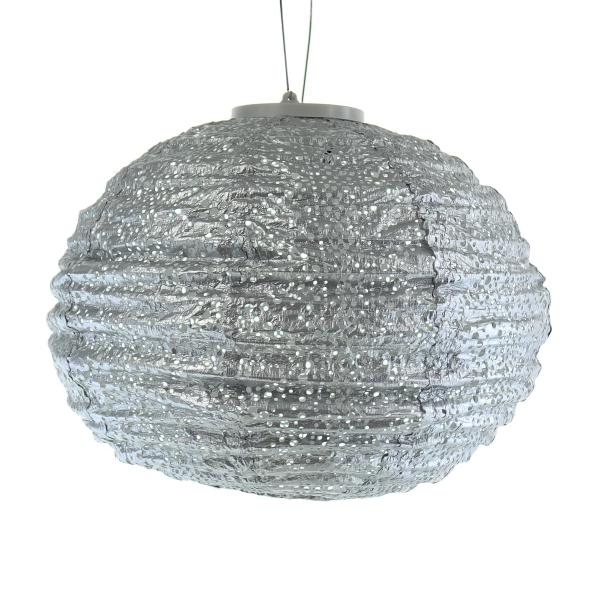 LUMIZ Lampion Solarlampe Round 30 Lace Silver silberfarben Ø 30 cm - Tyvek®