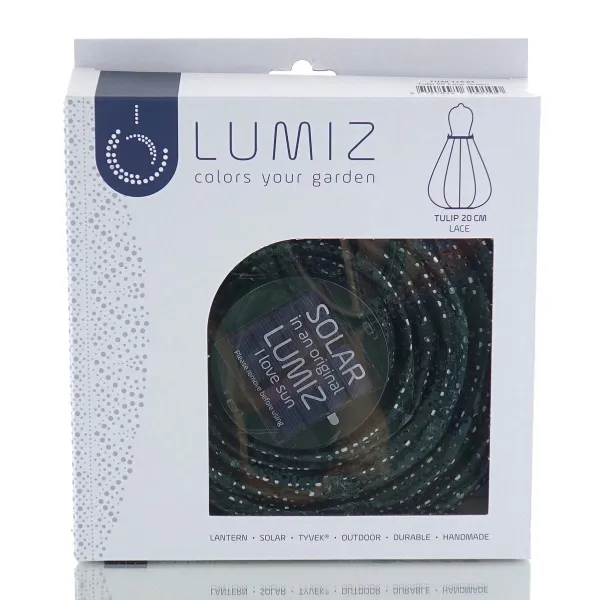 LUMIZ Lampion Solarlampe Tulip 20 Lace Green dunkelgrün Ø 20 cm - Tyvek®