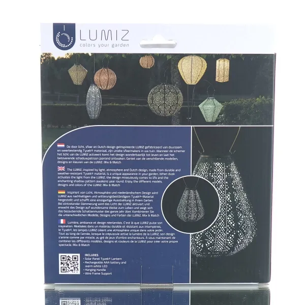 LUMIZ Lampion Solarlampe Tulip 20 Lace Green dunkelgrün Ø 20 cm - Tyvek®