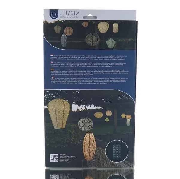 LUMIZ Lampion Solarlampe Cylinder 18 Mandela Mauve Purple lila Ø 18 cm - Tyvek®