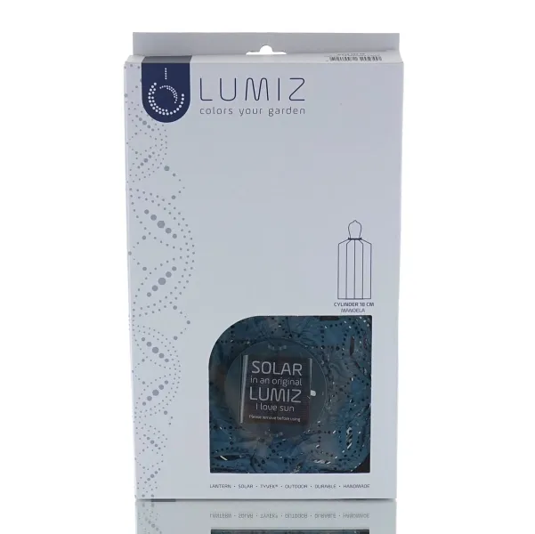 LUMIZ Lampion Solarlampe Cylinder 18 Mandela Petrol blaugrau Ø 18 cm - Tyvek®