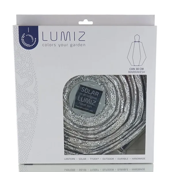 LUMIZ Lampion Solarlampe Can Marrakesh Silver silberfarben Ø 30 cm - Tyvek®