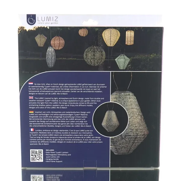 LUMIZ Lampion Solarlampe Can Marrakesh Silver silberfarben Ø 30 cm - Tyvek®