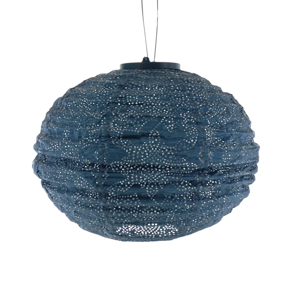 LUMIZ Lampion Solarlampe Round 30 Marrakesh Petrol blaugrau Ø 30 cm - Tyvek®