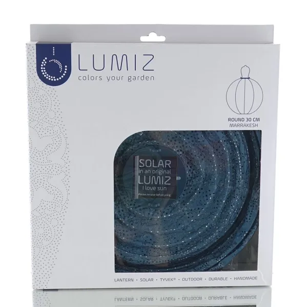 LUMIZ Lampion Solarlampe Round 30 Marrakesh Petrol blaugrau Ø 30 cm - Tyvek®