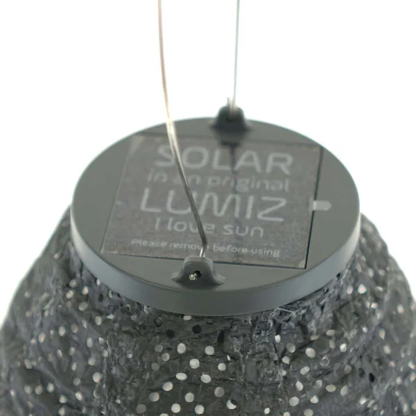 LUMIZ Lampion Solarlampe Long Oval 20 Mosaic Dark Grey dunkelgrau Ø 20 cm - Tyvek®