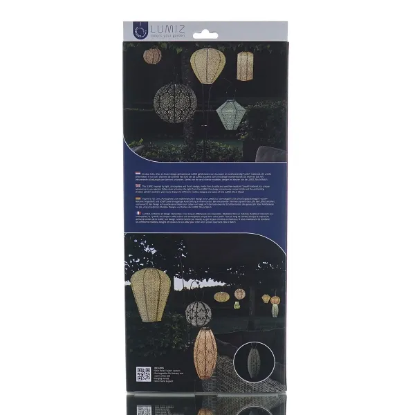 LUMIZ Lampion Solarlampe Long Oval 20 Mosaic Dark Grey dunkelgrau Ø 20 cm - Tyvek®