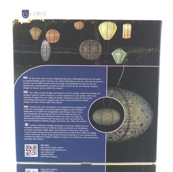 LUMIZ Lampion Solarlampe Oval 40 Mosaic Grey Blue graublau Ø 40 cm - Tyvek®