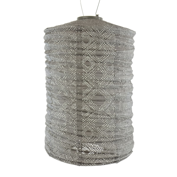 LUMIZ Lampion Solarlampe Cylinder 28 Mosaic Taupe hellgrau Ø 28 cm - Tyvek®